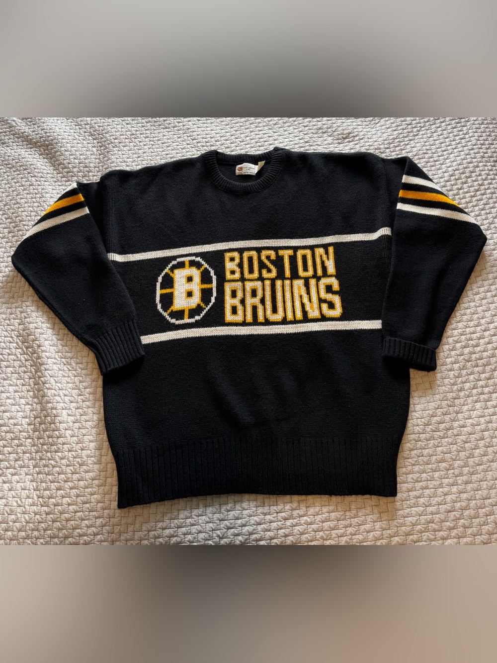 Vintage 80s Boston Bruins NHL Hockey Sweater Cliff Engle Tag Size XL